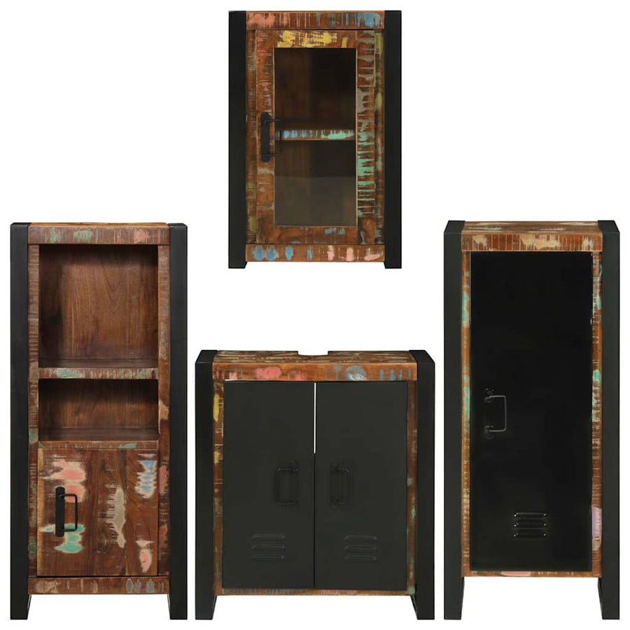 Badkamermeubelset 4 pcs Multikleur Massief gerecycled hout