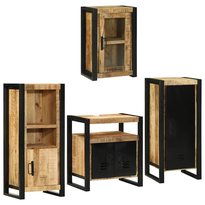 Badkamermeubelset Wandgemonteerd 4 pcs Bruin Massief Mango Hout