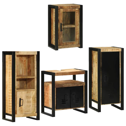 Badkamermeubelset Wandgemonteerd 4 pcs Bruin Massief Mango Hout