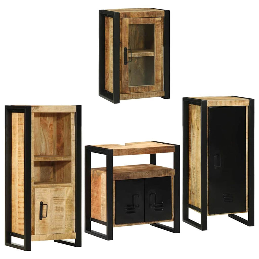 Badkamermeubelset Wandgemonteerd 4 pcs Bruin Massief Mango Hout