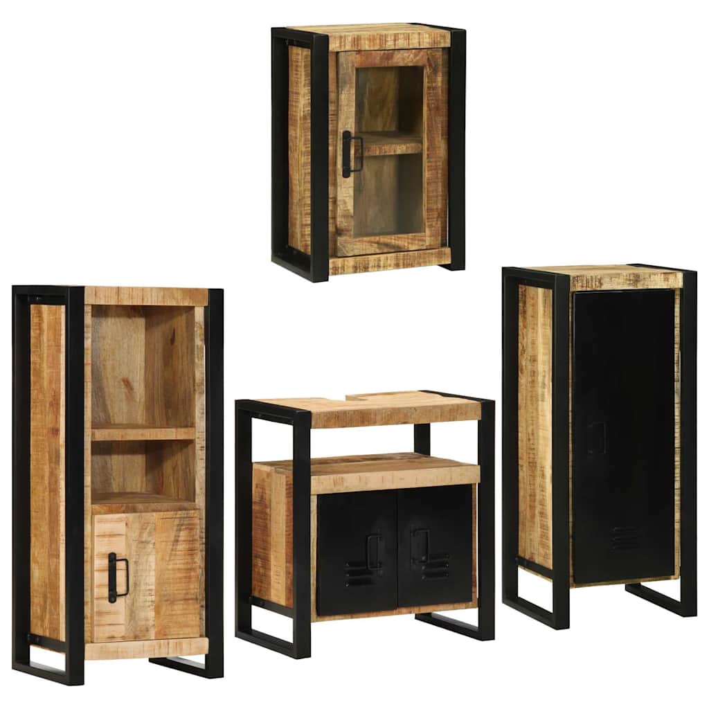 Badkamermeubelset Wandgemonteerd 4 pcs Bruin Massief Mango Hout