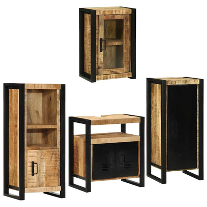 Badkamermeubelset Wandgemonteerd 4 pcs Bruin Massief Mango Hout