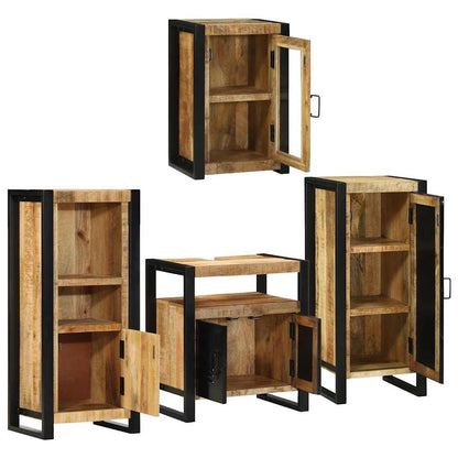 Badkamermeubelset Wandgemonteerd 4 pcs Bruin Massief Mango Hout