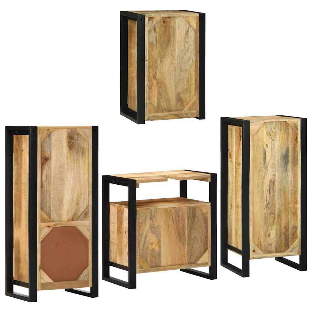Badkamermeubelset Wandgemonteerd 4 pcs Bruin Massief Mango Hout