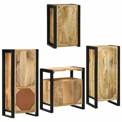 Badkamermeubelset Wandgemonteerd 4 pcs Bruin Massief Mango Hout