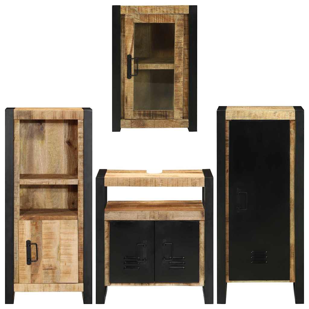 Badkamermeubelset Wandgemonteerd 4 pcs Bruin Massief Mango Hout