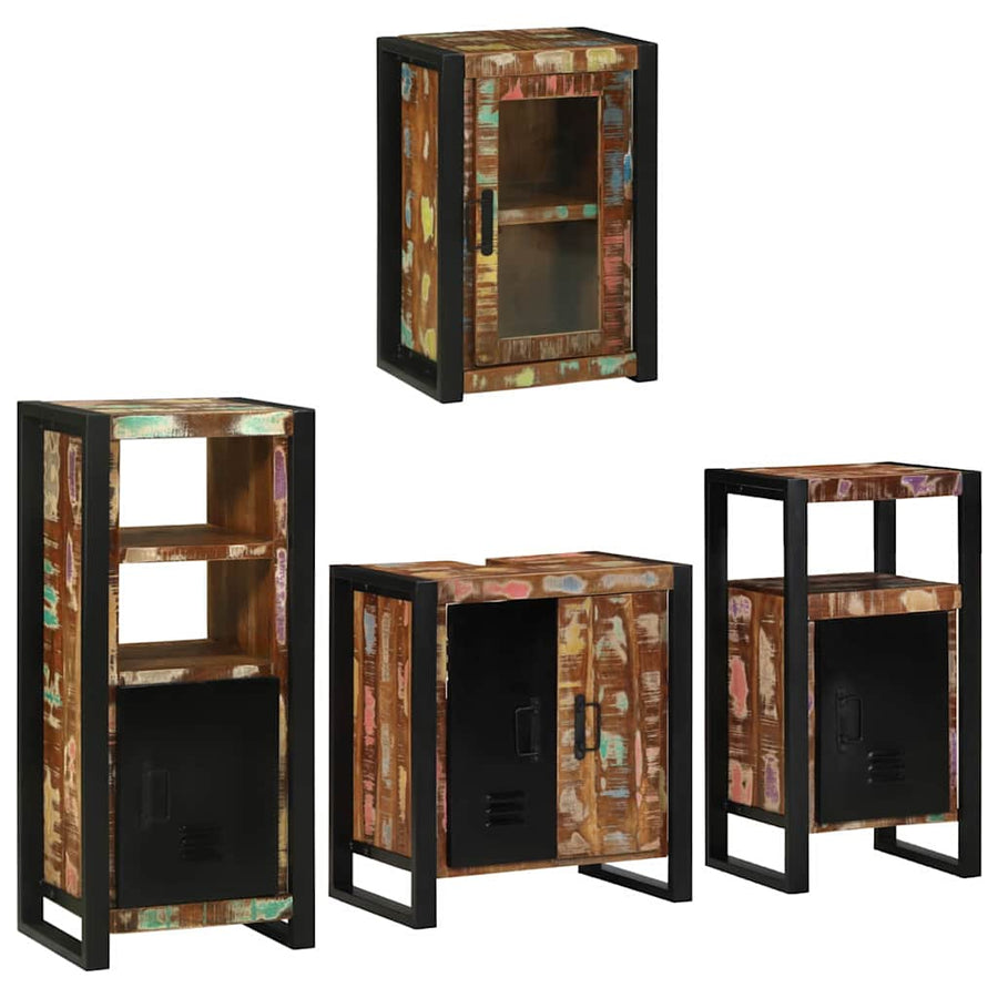 Badkamermeubelset 4 pcs Multikleur Massief gerecycled hout