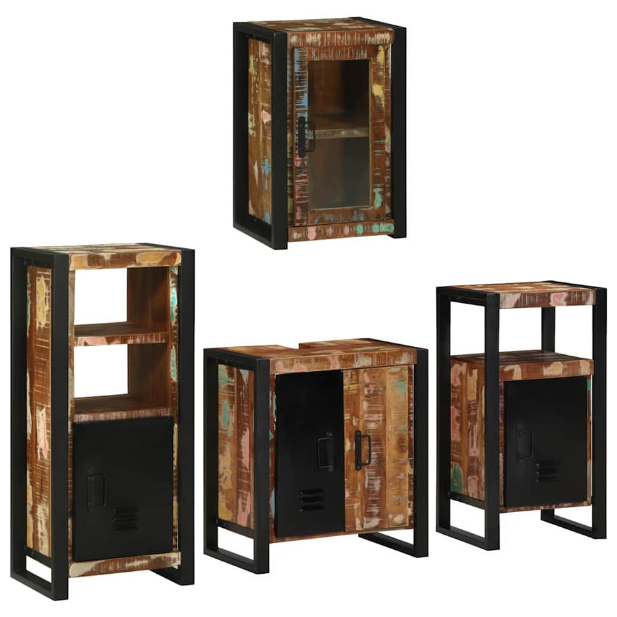 Badkamermeubelset 4 pcs Multikleur Massief gerecycled hout