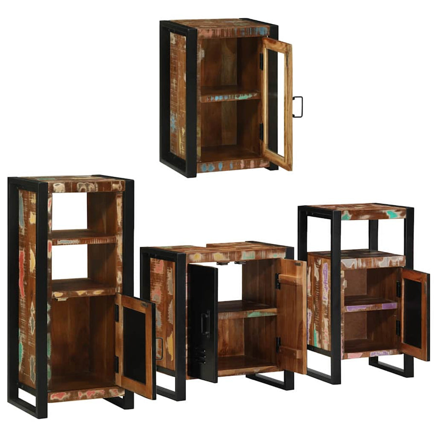 Badkamermeubelset 4 pcs Multikleur Massief gerecycled hout