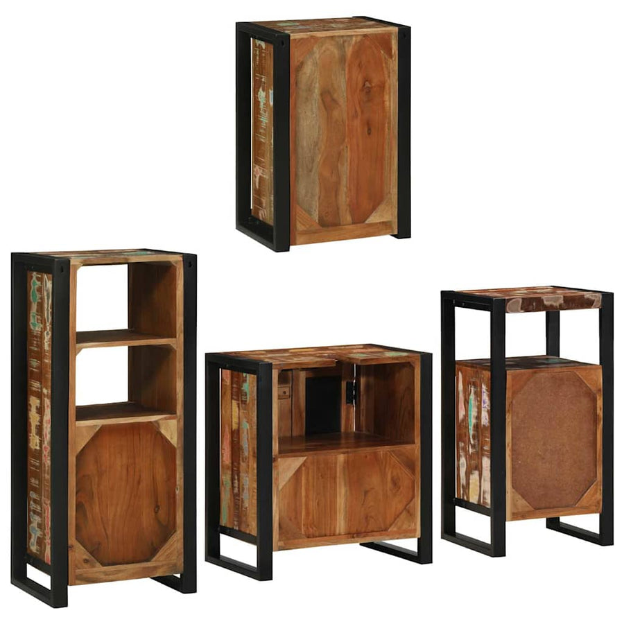 Badkamermeubelset 4 pcs Multikleur Massief gerecycled hout