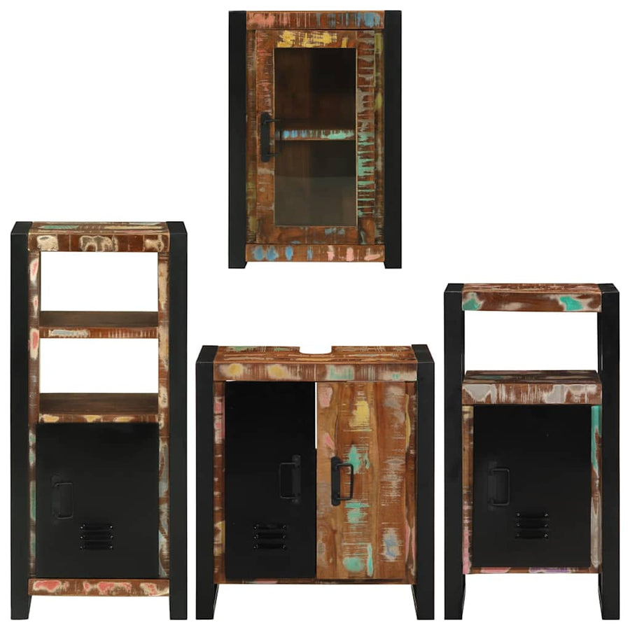 Badkamermeubelset 4 pcs Multikleur Massief gerecycled hout