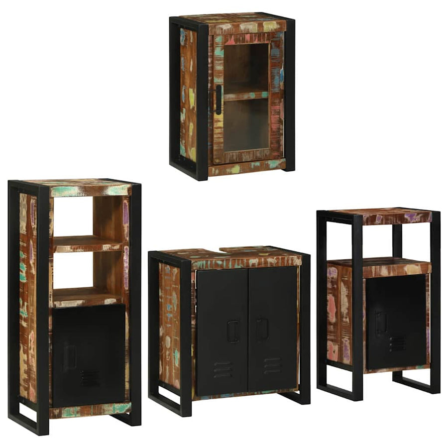 Badkamermeubelset 4 pcs Multikleur Massief gerecycled hout