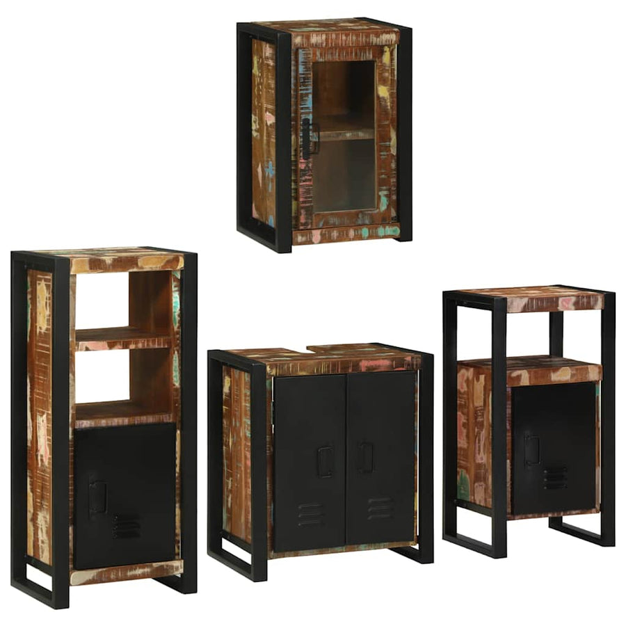 Badkamermeubelset 4 pcs Multikleur Massief gerecycled hout