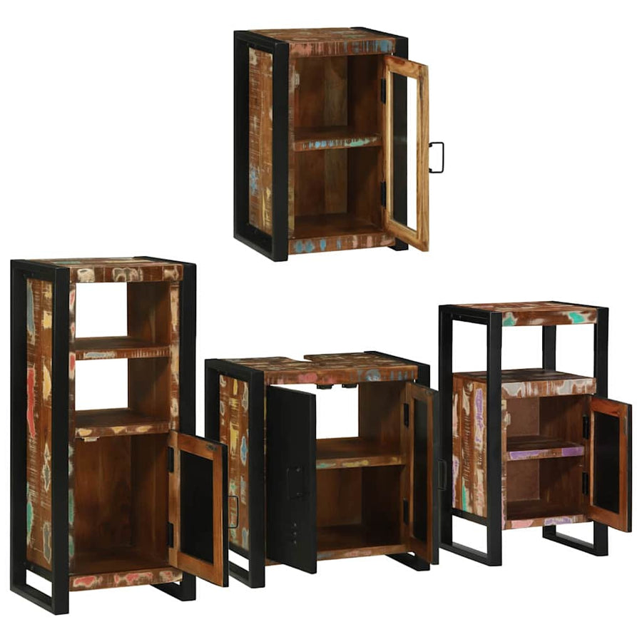 Badkamermeubelset 4 pcs Multikleur Massief gerecycled hout