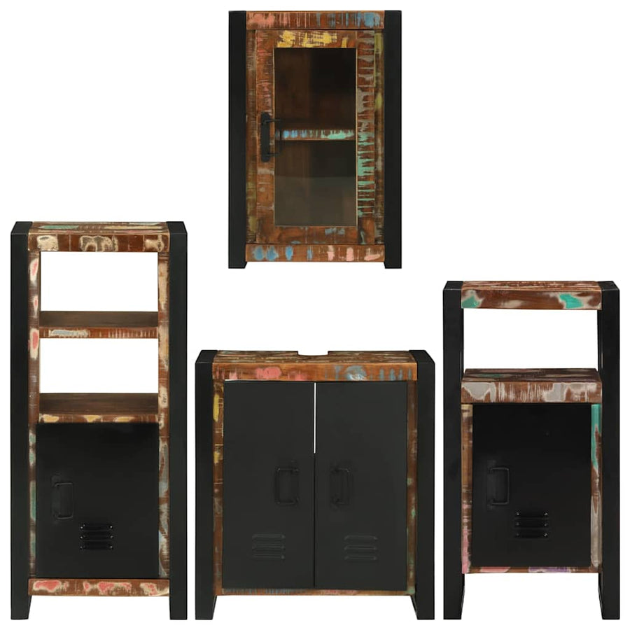 Badkamermeubelset 4 pcs Multikleur Massief gerecycled hout