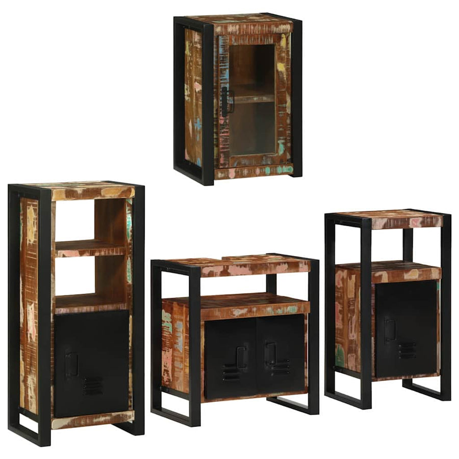 Badkamermeubelset 4 pcs Multikleur Massief gerecycled hout