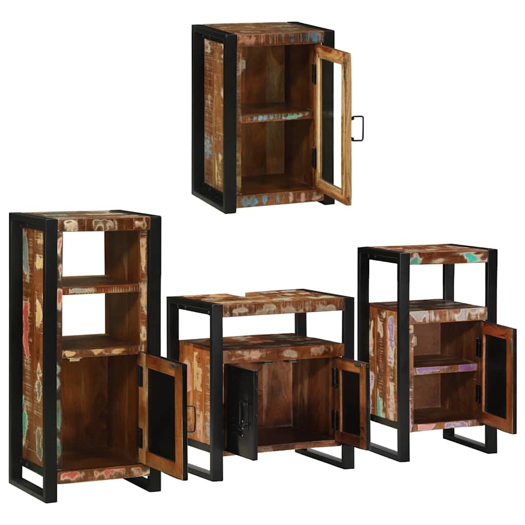 Badkamermeubelset 4 pcs Multikleur Massief gerecycled hout
