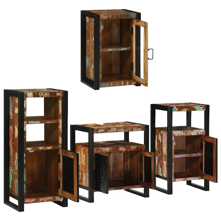 Badkamermeubelset 4 pcs Multikleur Massief gerecycled hout