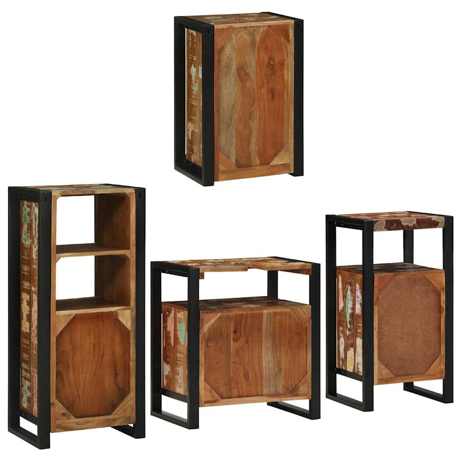 Badkamermeubelset 4 pcs Multikleur Massief gerecycled hout