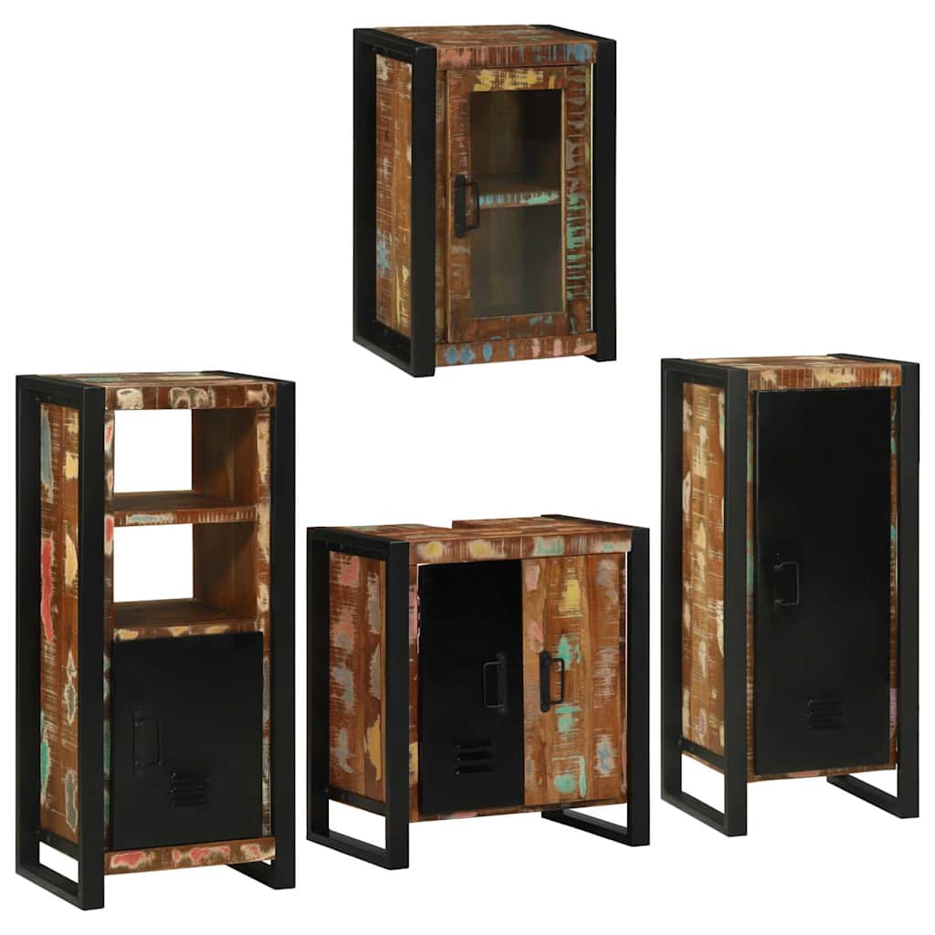 Badkamermeubelset 4 pcs Multikleur Massief gerecycled hout