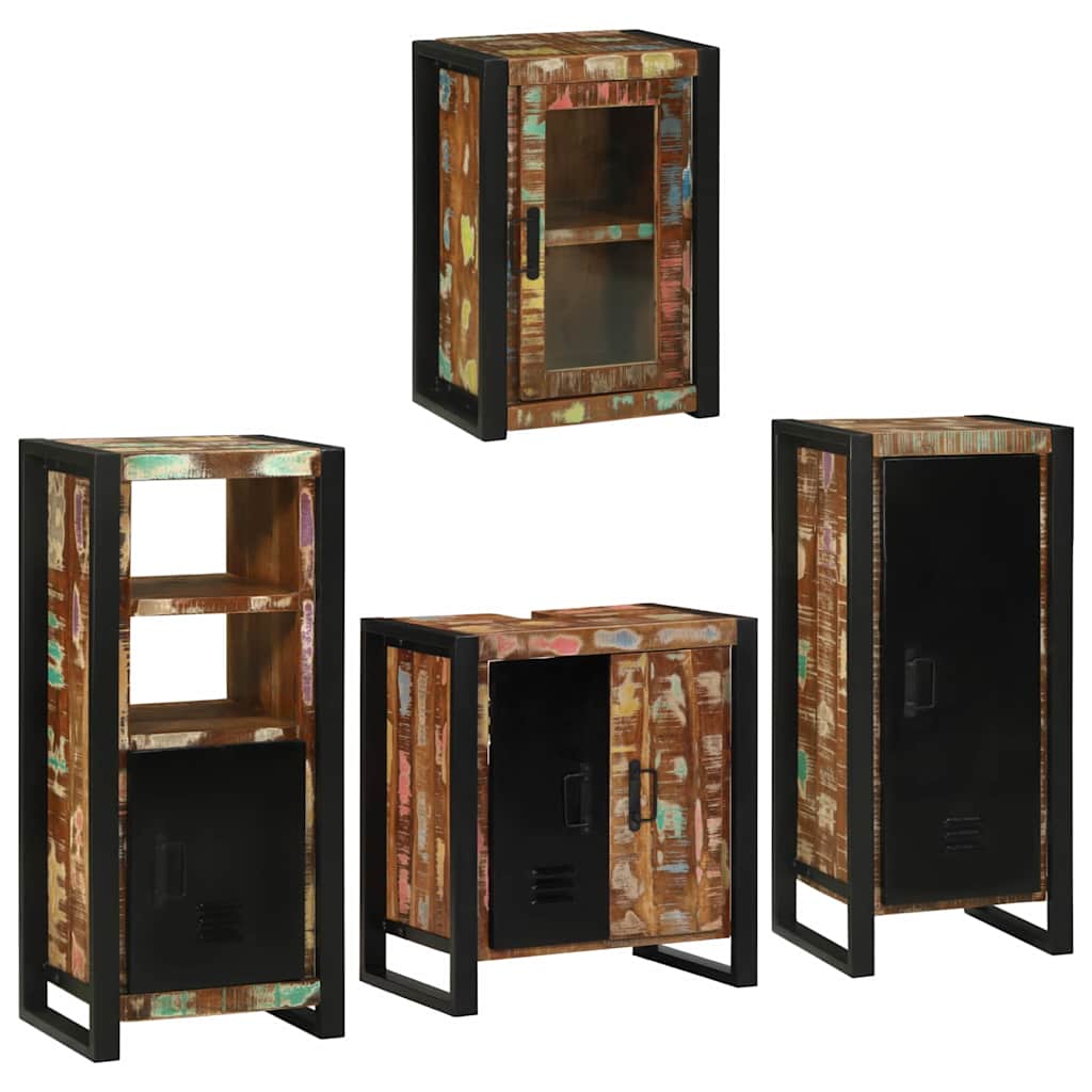 Badkamermeubelset 4 pcs Multikleur Massief gerecycled hout