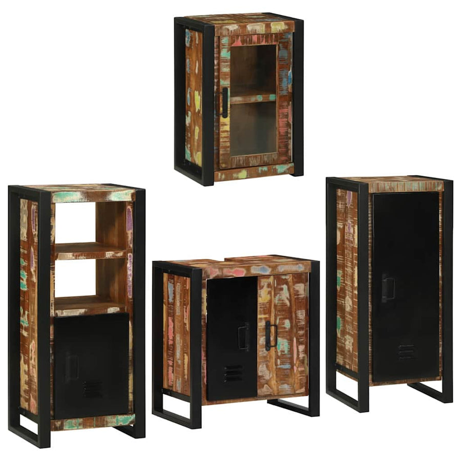 Badkamermeubelset 4 pcs Multikleur Massief gerecycled hout