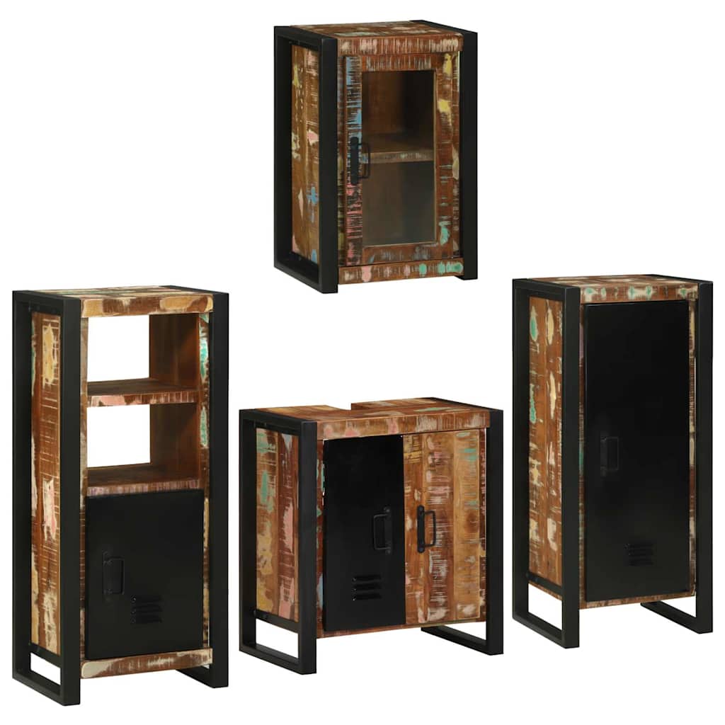 Badkamermeubelset 4 pcs Multikleur Massief gerecycled hout