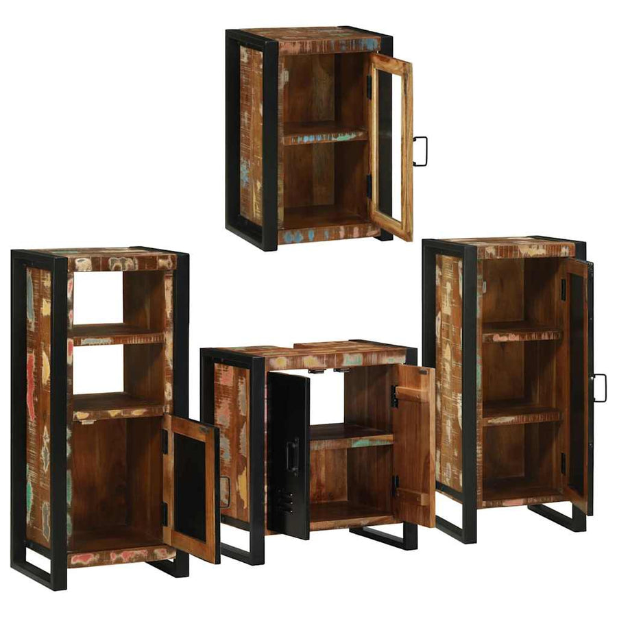 Badkamermeubelset 4 pcs Multikleur Massief gerecycled hout