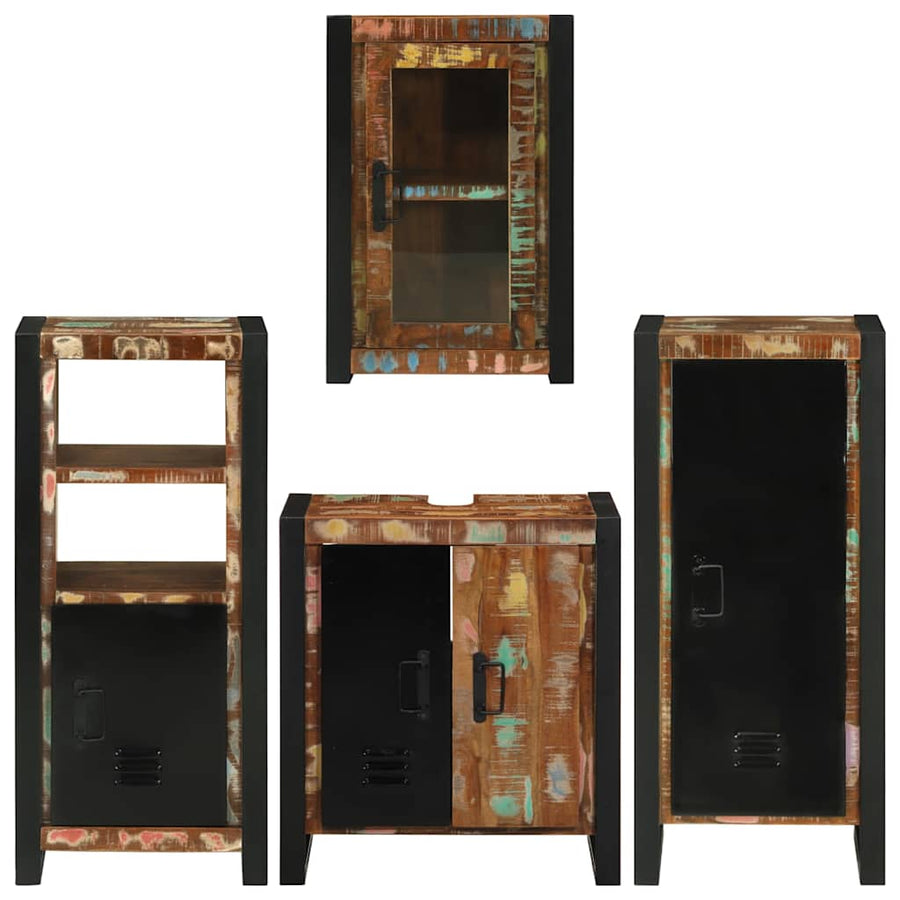 Badkamermeubelset 4 pcs Multikleur Massief gerecycled hout
