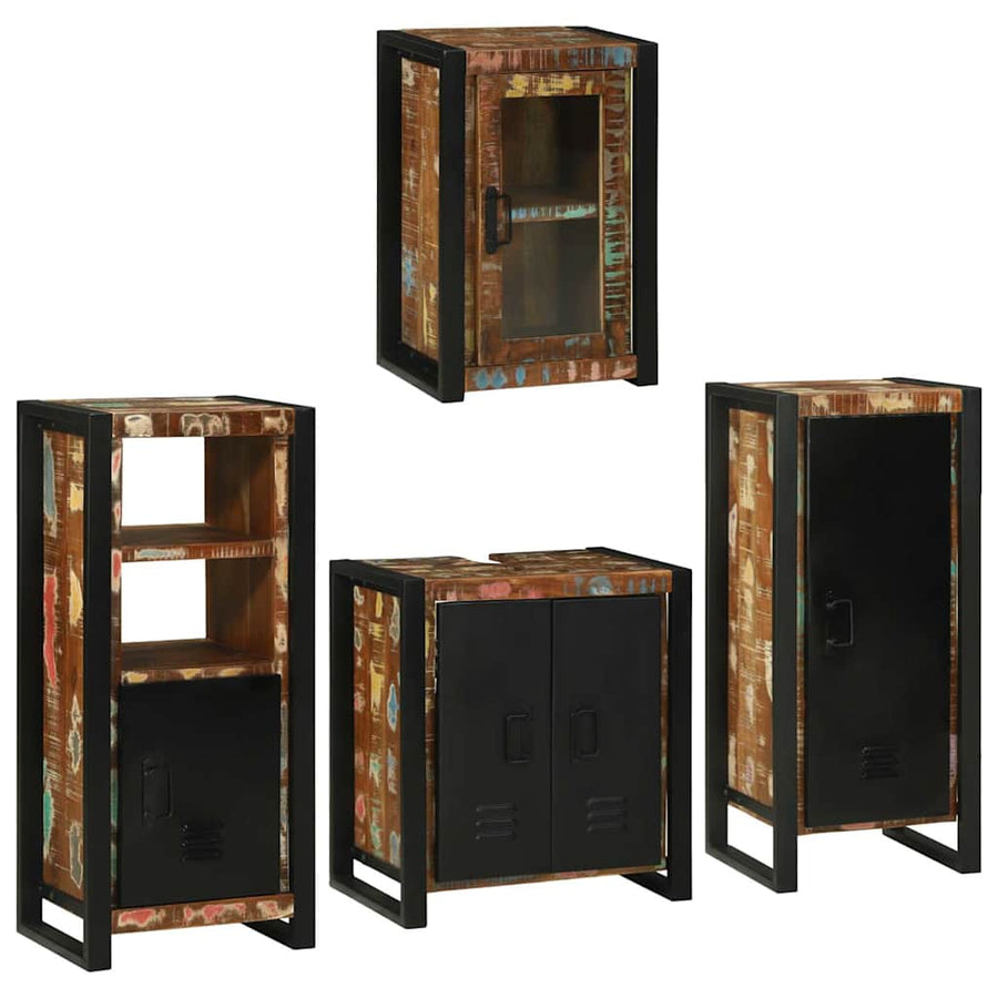 Badkamermeubelset 4 pcs Multikleur Massief gerecycled hout