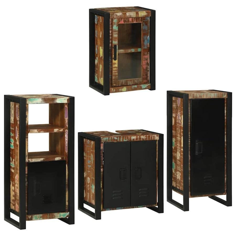 Badkamermeubelset 4 pcs Multikleur Massief gerecycled hout