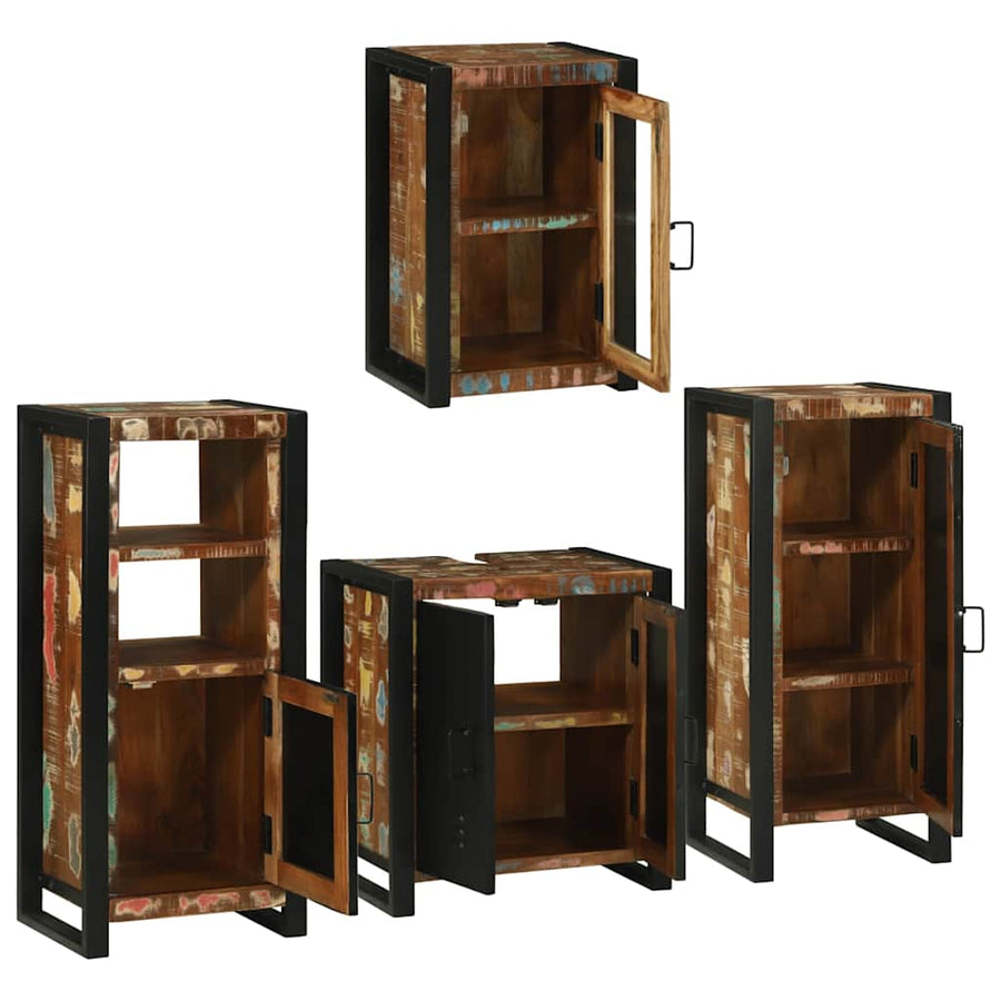 Badkamermeubelset 4 pcs Multikleur Massief gerecycled hout
