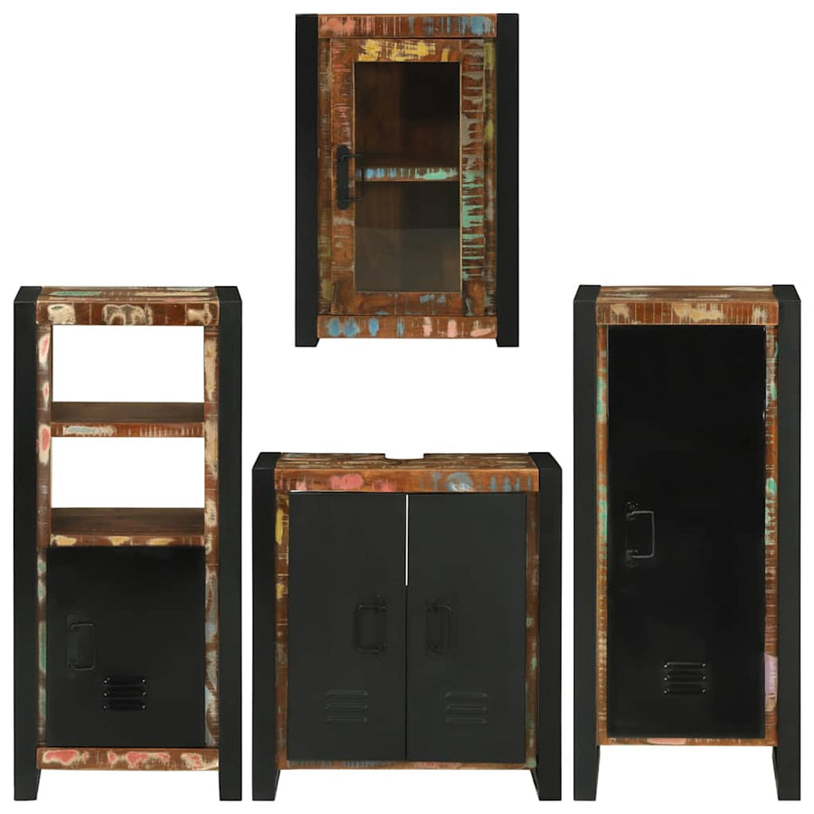 Badkamermeubelset 4 pcs Multikleur Massief gerecycled hout