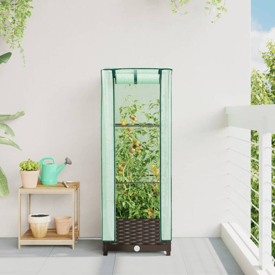 Plantenbak verhoogd met kashoes 40x40x123 cm rattanlook