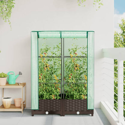 Plantenbak verhoogd met kashoes 80x40x123 cm rattanlook