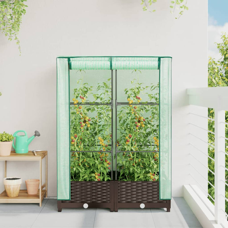 Plantenbak verhoogd met kashoes 80x40x123 cm rattanlook