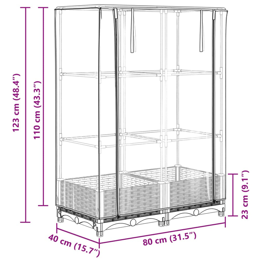 Plantenbak verhoogd met kashoes 80x40x123 cm rattanlook