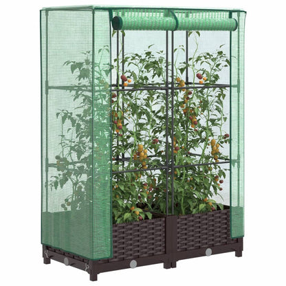 Plantenbak verhoogd met kashoes 80x40x123 cm rattanlook