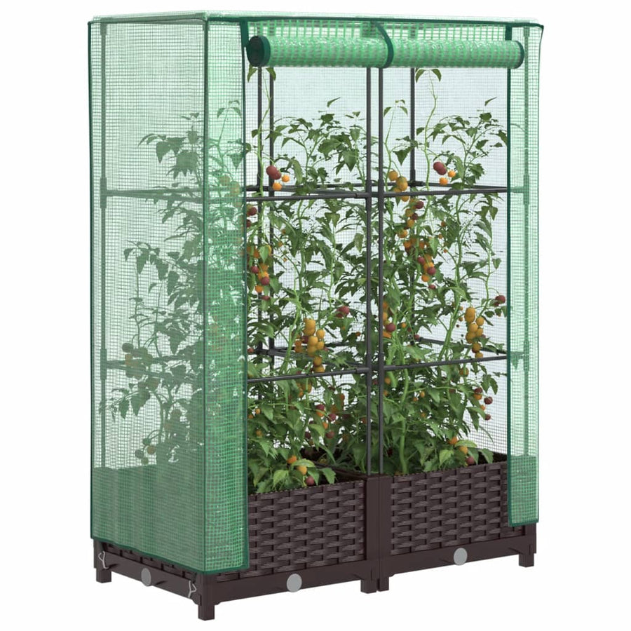 Plantenbak verhoogd met kashoes 80x40x123 cm rattanlook