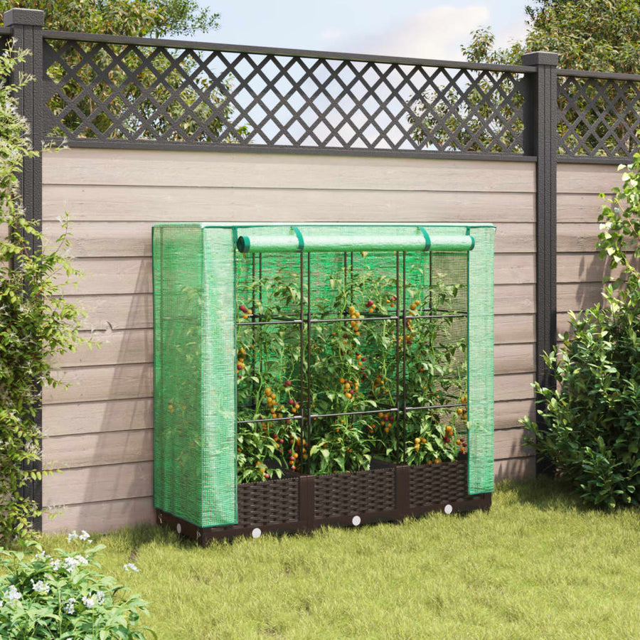 Plantenbak verhoogd met kashoes 120x40x123 cm rattanlook