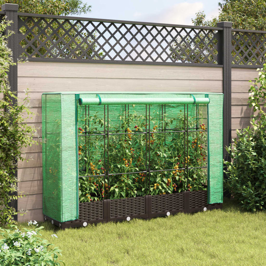 Plantenbak verhoogd met kashoes 160x40x123 cm rattanlook