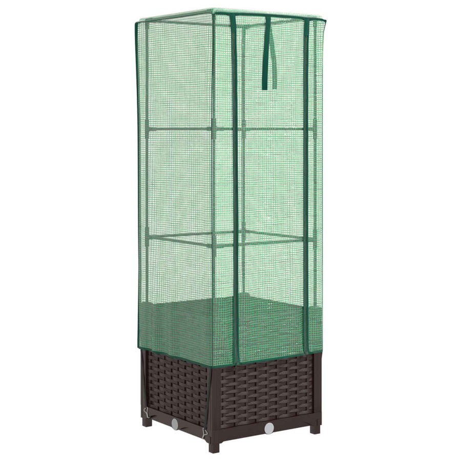 Plantenbak verhoogd met kashoes 40x40x139 cm rattanlook