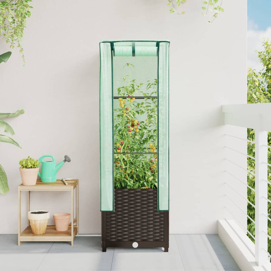 Plantenbak verhoogd met kashoes 40x40x139 cm rattanlook
