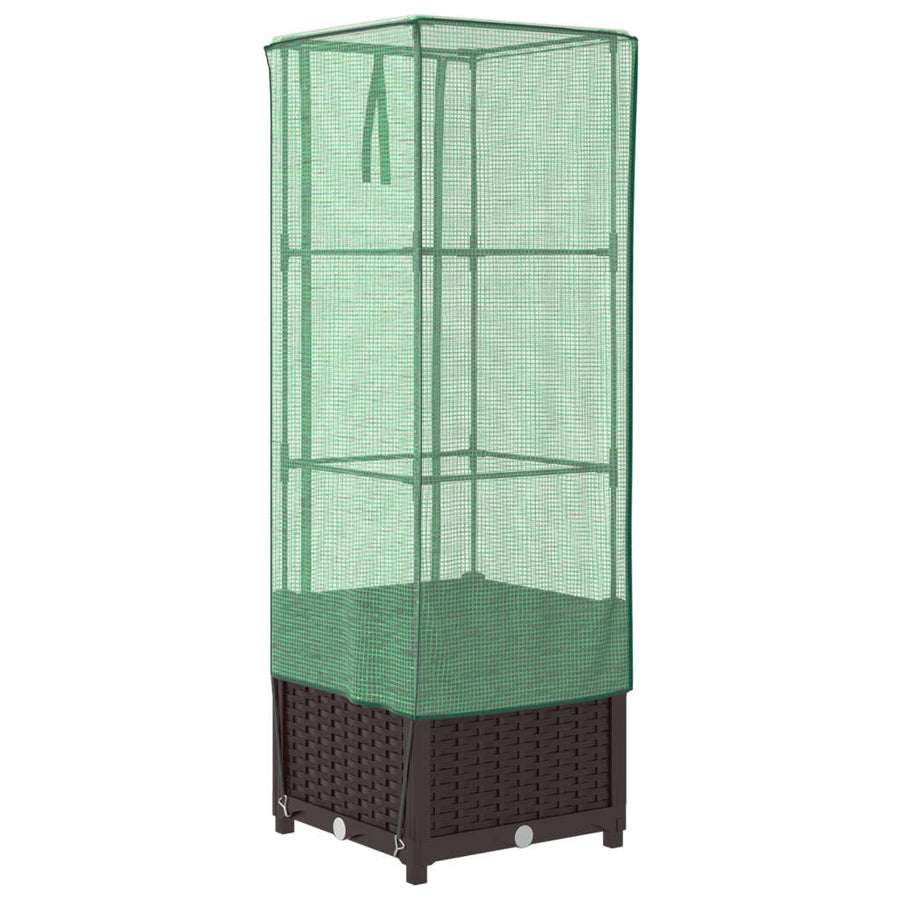 Plantenbak verhoogd met kashoes 40x40x139 cm rattanlook