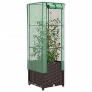 Plantenbak verhoogd 40x40x38 cm poly rattanlook bruin