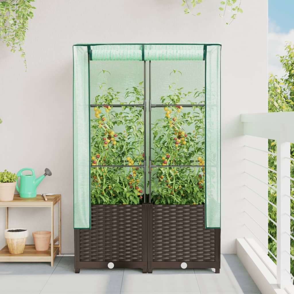 Plantenbak verhoogd met kashoes 80x40x138 cm rattanlook