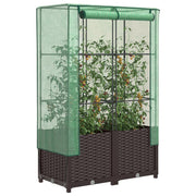 Plantenbak verhoogd 80x40x38 cm poly rattanlook bruin