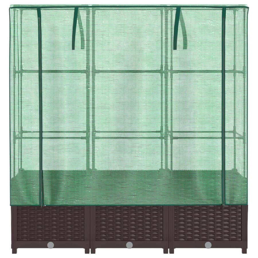 Plantenbak verhoogd met kashoes 120x40x138 cm rattanlook