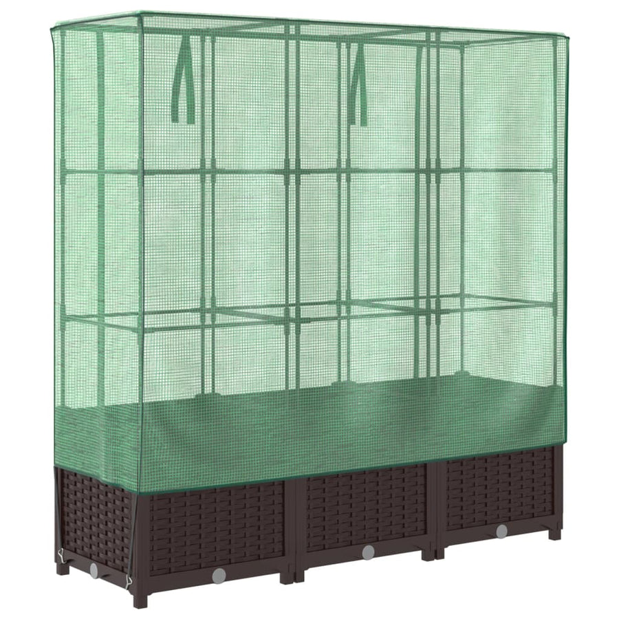 Plantenbak verhoogd met kashoes 120x40x138 cm rattanlook