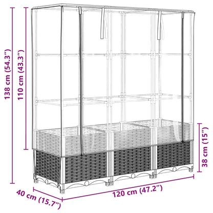 Plantenbak verhoogd met kashoes 120x40x138 cm rattanlook